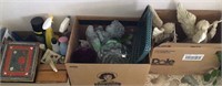 Box lots - wooden containers, angel decorations,