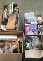 Sewing materials - four box lot, sewing books,