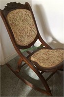 Folding antique rocking chair - walnut wood