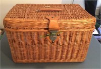 Vintage cane basket filled with silk and