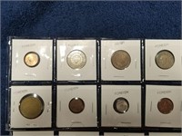 16 foreign coins and 4 bills
