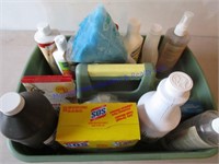 TOTE WITH CLEANING SUPPLIES
