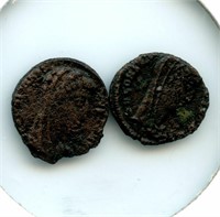 2 Constantine Roman Coins, Obverse: Divus