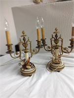 Vintage  Pair of Brass Candleabra electrical