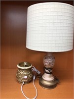 Antique table lamp & Pottery night table