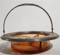 Vintage Faberware Glass Metal Divided Dish