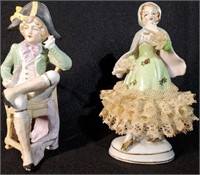 Colonial Ceramic Figurines Pair