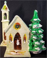 Glazed Christmas Village Chapel Figurine