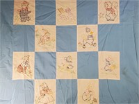 Darling Hand Embroidered Quilt Top