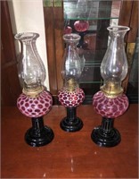 3 Cranberry Coin Dot Lamps