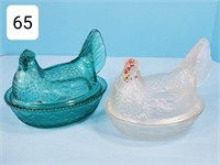 Glass Covered Hen Candy Dishes