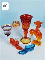 Box of Art Glass Glassware