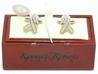 Breast Cancer Ribbon Cufflinks, Kenneth Robert’s