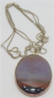 Sterling Silver Set Agate on 30” Sterling Silver