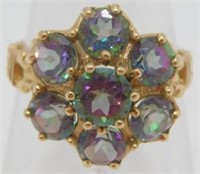 18K Yellow Gold and Mystic Rainbow Topaz Ring
