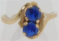 10K Yellow Gold and Synthetic Sapphire Ring -