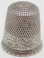 Sterling Silver Thimble with Victorian Chasing -