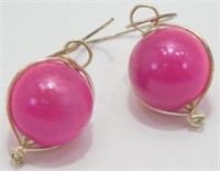 Sterling Silver and Pink Miracle Bead Pierced