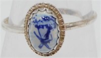 Delft Ring, Clearly Signed Silver