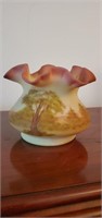 Hand painted Fenton glass vase approx 4 inches