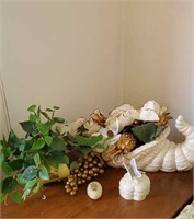 Cornucopia and other contents on table