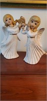 Pair of hand painted Heavenly ceramic angels