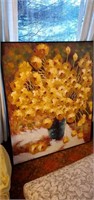 Fall colored floral art on canvas Approx 41 x 48