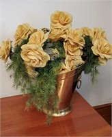 Pot of yellow roses