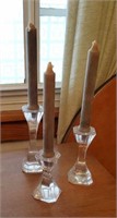 Set of 3 crystal candleholders