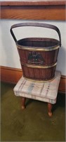 Small foot stool and American  eagle bucket