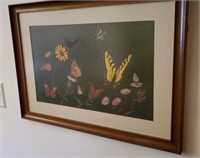 Nature flowers & butterflies print framed in