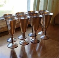 Group of 8 silver plated goblets one is cracked