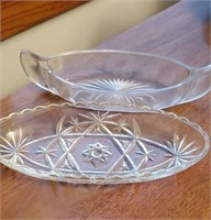 Star of David relish dish and etched glass dish