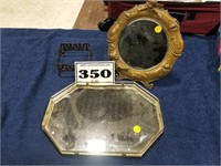 vanity mirror and vintage estate jewelry tray