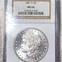 1881-S Morgan Silver Dollar NGC - MS64