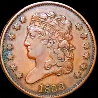 1833 Capped Bust Half Cent LIGHTLY CIRCULATED