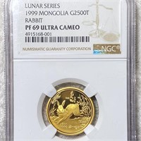 1999 Mongolia Gold 2500T NGC - PF 69 ULT CAMEO