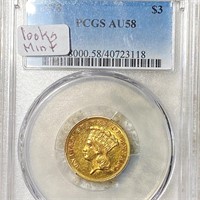 1878 $3 Gold Piece PCGS - AU58