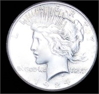 1924-S Silver Peace Dollar ABOUT UNCIRCULATED