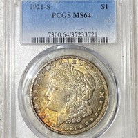 1921-S Morgan Silver Dollar PCGS - MS64