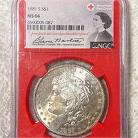 1881-S Morgan Silver Dollar NGC - MS66 RED CROSS