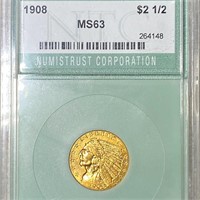 1908 $2.50 Gold Quarter Eagle NTC - MS63