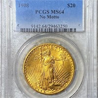 1908 $20 Gold Double Eagle PCGS - MS64 NM