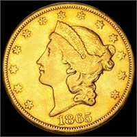 1865-S $20 Gold Double Eagle XF