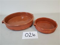 2 Glazed Terra Cotta Baking Dishes (No Ship)