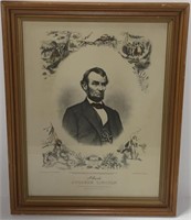 Antique Framed Abraham Lincoln Print