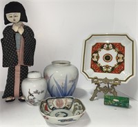 Fabric and Porcelain Asian Decor