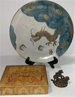 Asian Plate, Box, & Statue