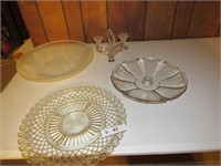 Lot of 4 - 3 Platers 1 Candle Holder