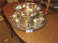 Silver Plate Punch Bowl Set